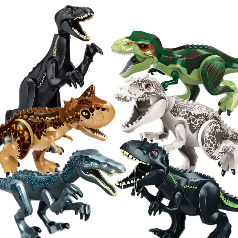 Budovanie blokov Jurský dinosaurus hračky tyrannosaurus rex Triceratops modely Obrázok tehly hračky pre deti Halloween Darčeky