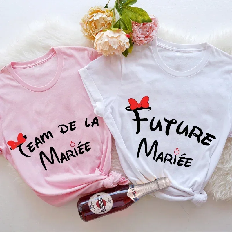 Budúca nevesta Tee francúzske dievča Friends Batchelorette Svadobné večere tričká Dám