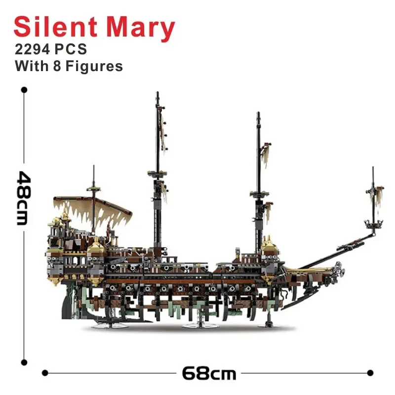 Budúce bloky modelu člna cisárska vlajková vlajková loď pirátska tichá Mary Bricks for Kids vianočné narodeniny darček kompatibilný