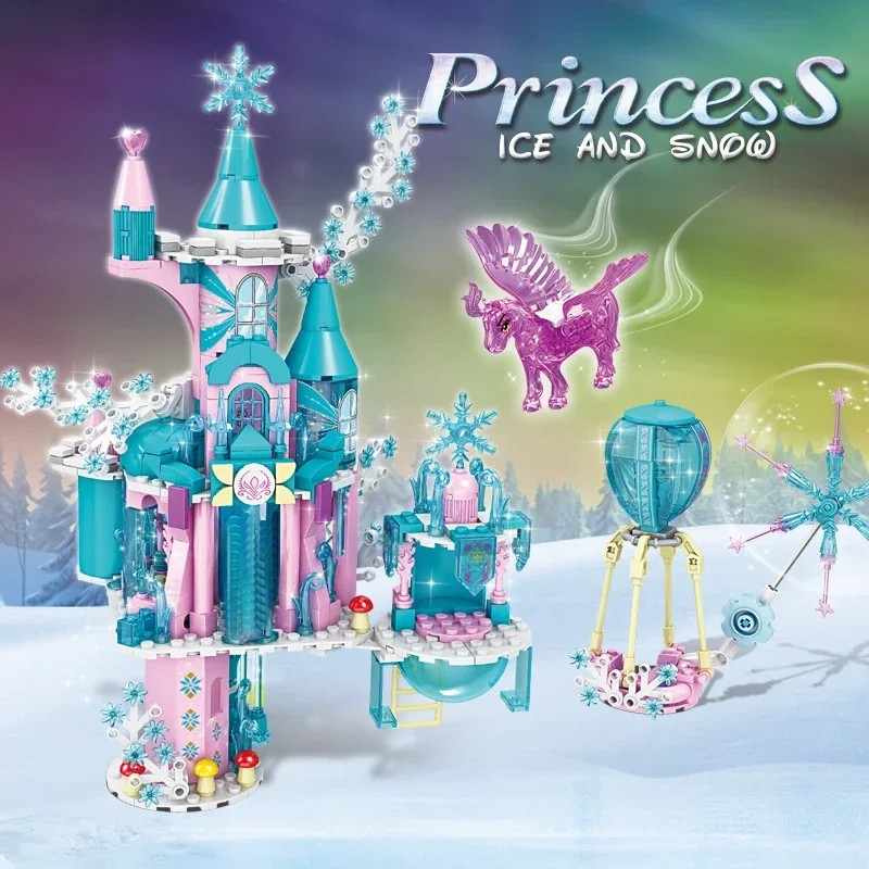 Budúce budovy hradu Ice Snow Building Bloky rozprávky princezná Magic Castle DIY Model tehly City Street View Detské hračky vianočné darčeky