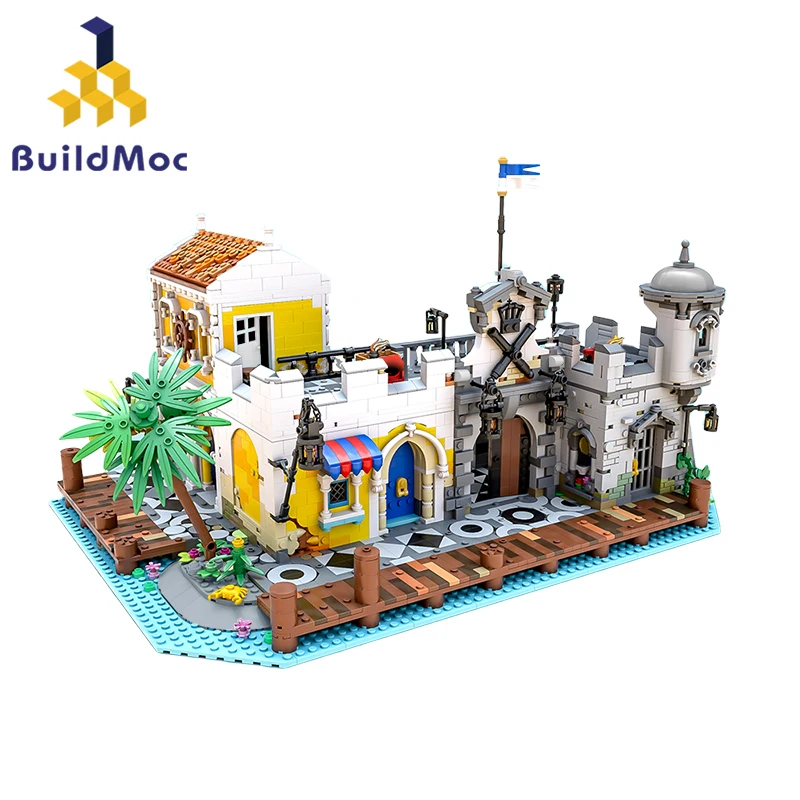 BuildMoc Pirate Lagoon Lockup Revisited Revisited Mest Building Blocks Set 21322 prímorský ostrov House tehly hračky pre deti Darčeky pre deti