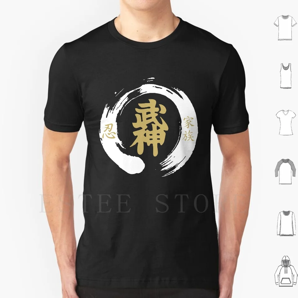 Bujinkan Paint Stylizované logo DTG50 T TRISKE MEN COTNY 6XL BUJINKAN SOKE NINJUTSU ISPIONAGE TABI Menkyo Čierny pás Edo Edo
