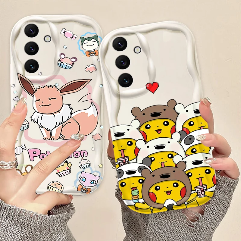 Bulbasaur Pikachu Pokémon pre Samsung A55 A54 A53 A52 A35 A34 A33 A32 A25 A24 A23 A22 A21S A15 A13 A13 A14 5G Wave Oil Cover Wave Oil Cover