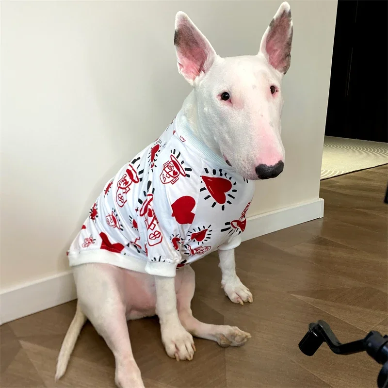 Bull Terrier Clothes Spring Pet Clothing Welsh Corgi Shiba Inu Samoyed Husky Labrador Golden Retriever Veľké veľké veľké tričko pre psov
