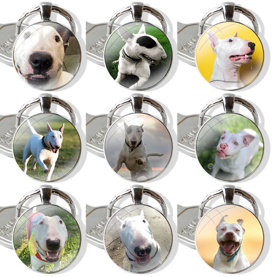Bull Terrier Dog Funny Keychain ručne vyrábaný sklenený sklenený držiak kľúča kľúča kľúče