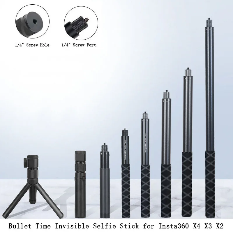 Bullet Time Invisible Selfie Stick pre Insta360 x4 x3 x2 predĺžená zväzková rukoväť rotačnej rukoväte stolný statív stojan