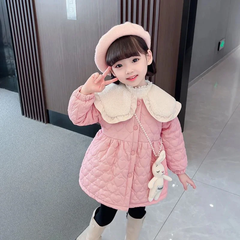 Bunda Girls Coat Cotton Windbreak Snowsuit 2025 Elegantná zimná jeseň plus veľkosť detského oblečenia