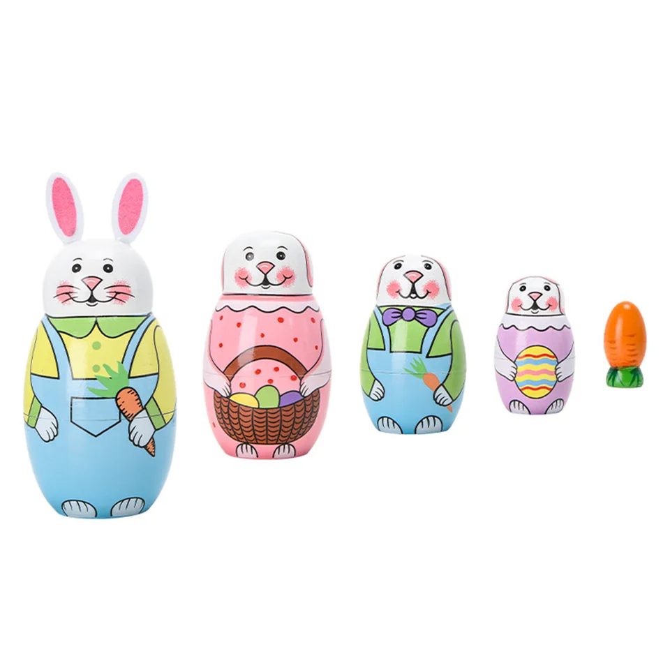 Bunny hniezdenie ruských remeselných bábik maľované stohovacie detské darčeky drevené hračky matryoshka dekor halloween