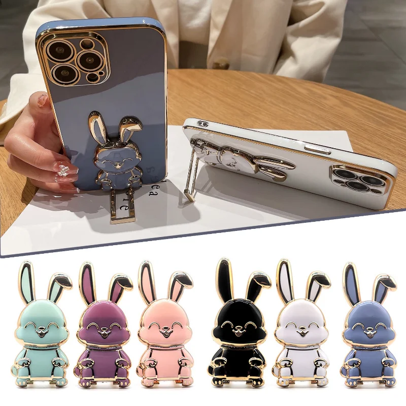 Bunny prsteňový prsteň držiak Mini Pull Rod telefón stojan Univerzálny telefón Zložte Lazy Buckle Trojrozmerná zadná držiak na zadnú nálepku