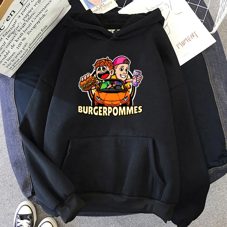 BurgerPommes icrimax Grafické mikiny Pohodlné príležitostné hip hop hopu unisex unisex muži/ženy fleece mikiny