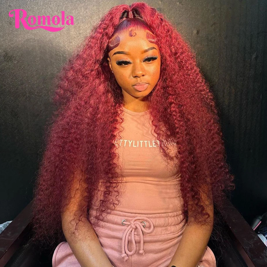 Burgundsko 13x6 HD Lace čelné ľudské vlasy parochňa 13x4 kučeravé parochne remy pred vytrhnuté parochne pre ženy brazílske hlboké vlnové parochňu