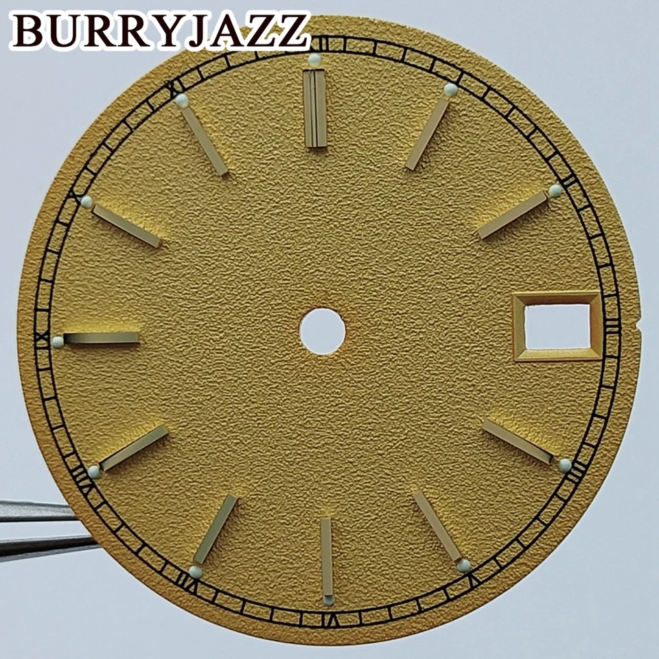 Burryjazz 28,5 mm No Logo NH35A/4R35 Hodinky Dials Gold Dial Green Luminous Fit
