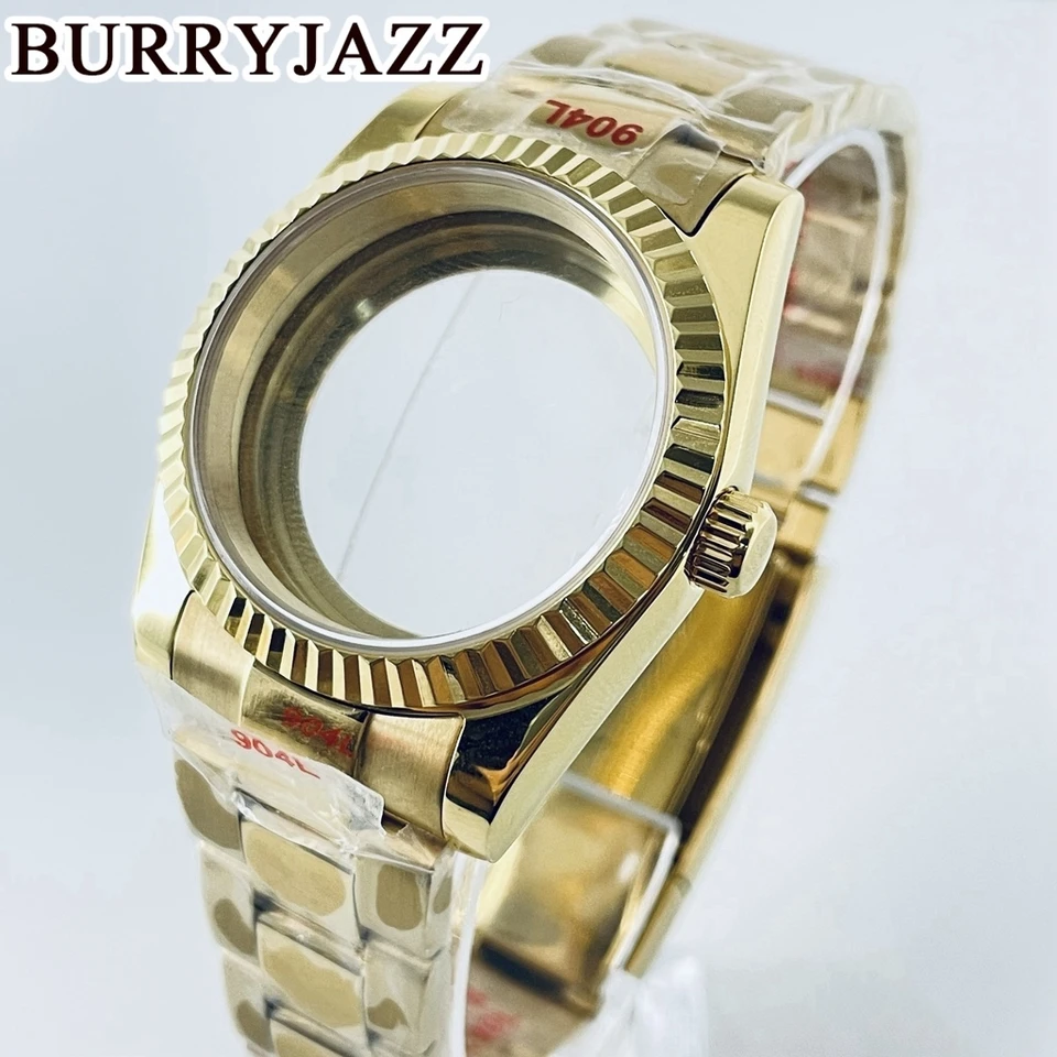 Burryjazz 36mm 40 mm NH34 NH35 NH36 NH38 PT5000 ETA2824 PINY ZLATNÁ ZLATNÁ OCELE VOZODNÉ SAPPIRE CRYSTA