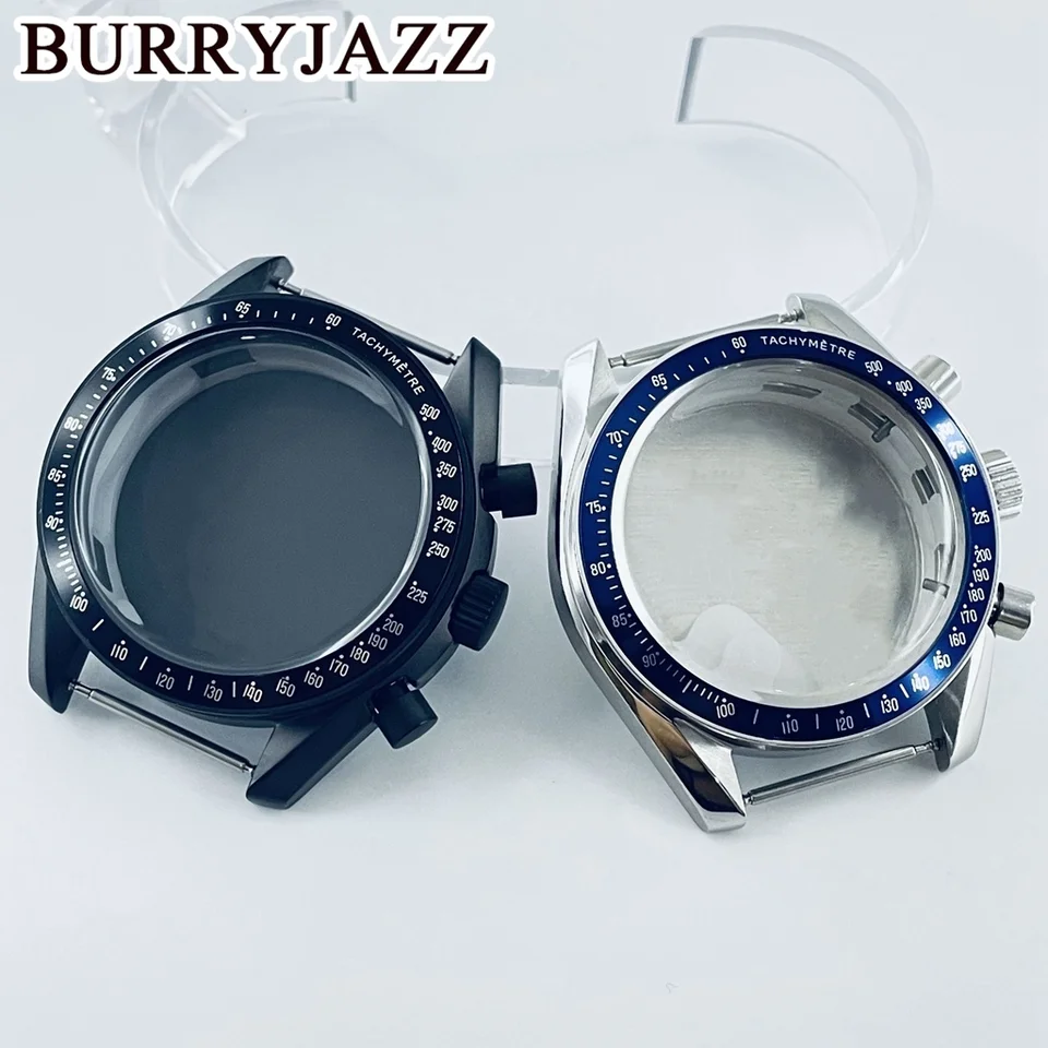 Burryjazz 40 mm VK63 VK63A Quartz Movement Case Case Silver Black Sterile puzdro Akrylové bublinové zrkadlo