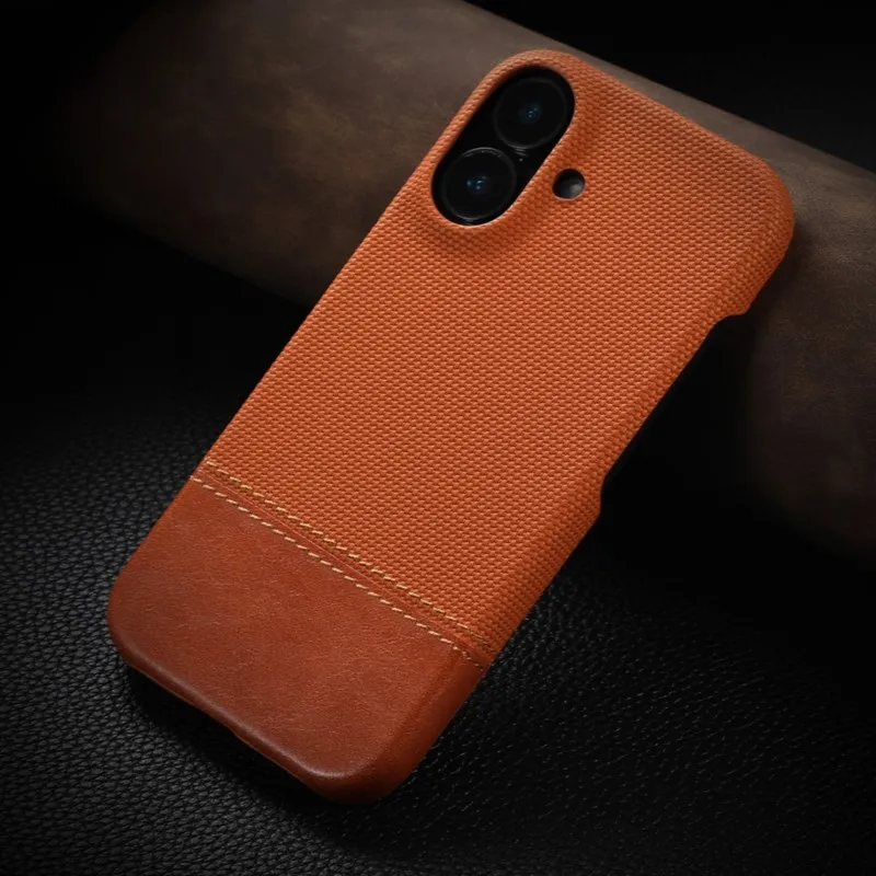 Business Leather Iron na nylonovom tkanine pre iPhone 16 15 14 13 12 Pro Max Plus bez okrajov priedušného matného nárazu