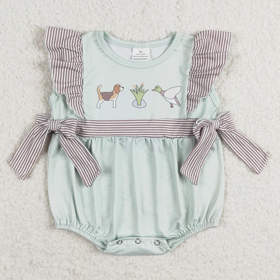 Butique Dojčenské dieťa dievčatko Rompers psa Duck Hunting Bez rukávov bez rukávy Horúci predaj Krátke rukávy Toddler Girls Rompers Kids oblečenie