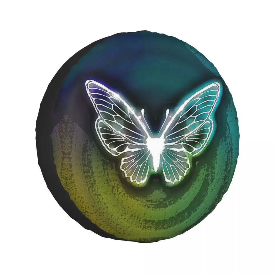 Butterfly Bright Colors Pink Aqua Aquayellowllow Blue Replace Tire Cover pre Jeep SUV RV 4WD Vozidlo 4x4 Ochranné kryty kolies