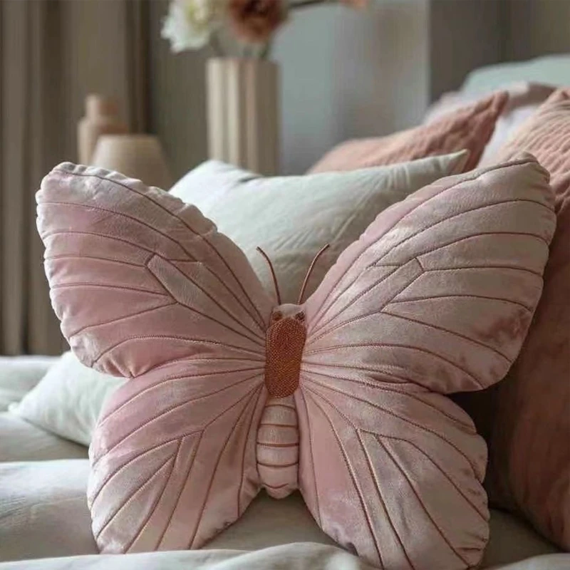 Butterfly plyšový vankúš, motýľový tvar hádzanie vankúša mäkké zamatové dekoratívne sedenie vankúšov pre gauč a pohodlie postele