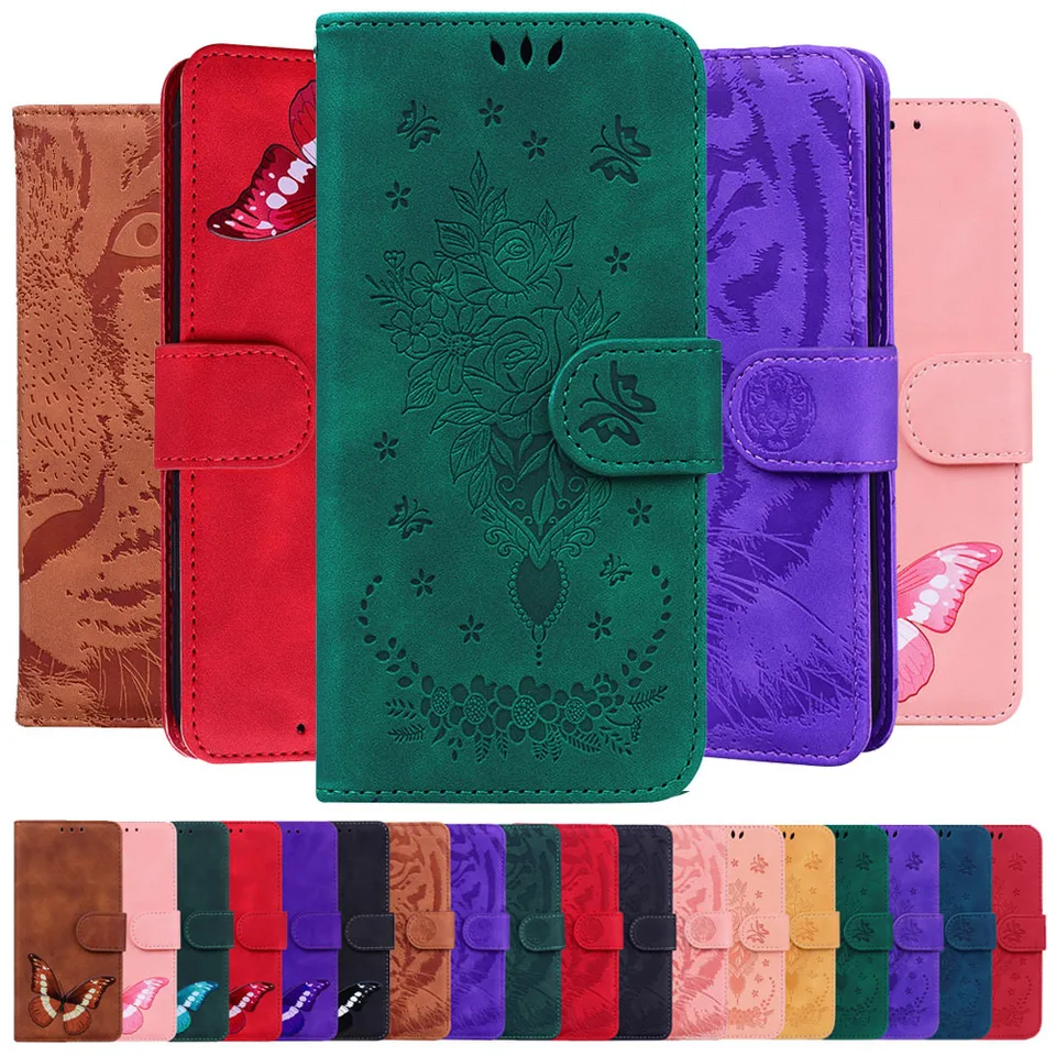 Butterfly Rose Tiger Elzing Flip Leather puzdro pre Oppo A5 A5S AX5 A52 A53 A53S A54 A55 A57 A58 CARD TELELETOVÝ KRAJ KRÁĽA