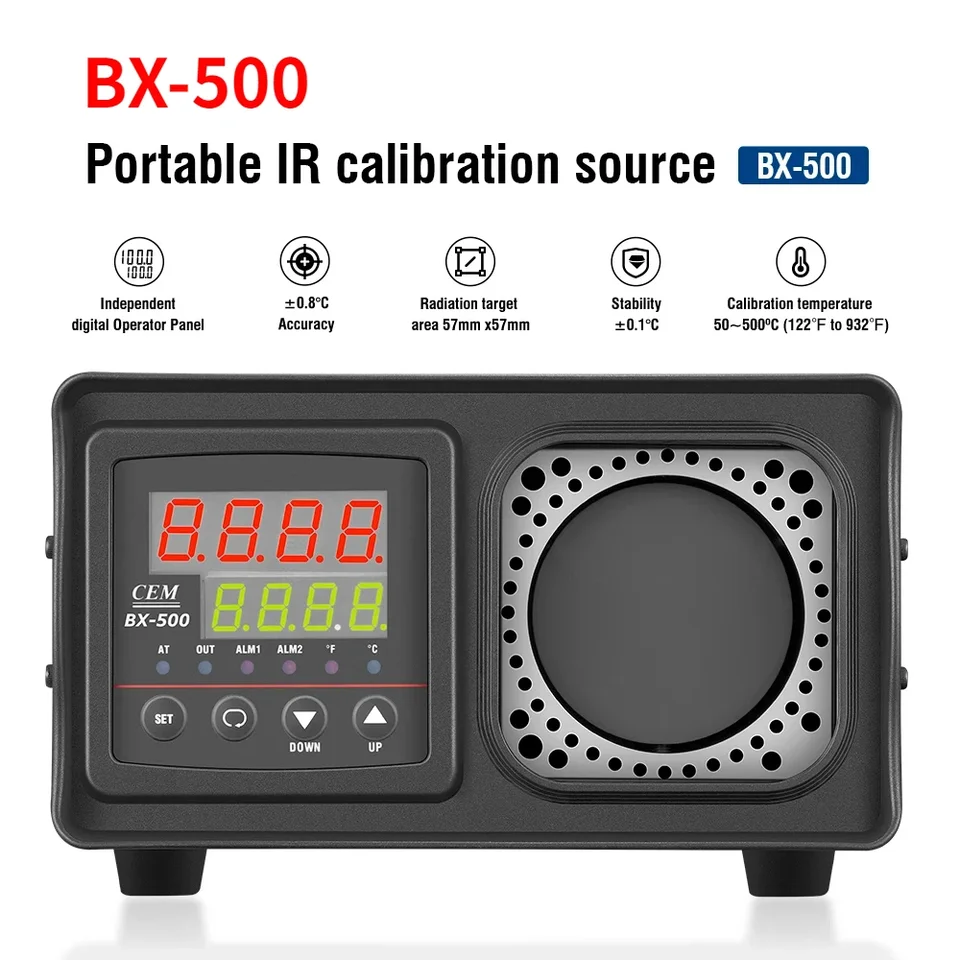 BX-500 0,95 Cieľová emisivita prenosná kalibrátor teploty IR 50 ° C ~ 500 ° C/ 122 ° F ~ 932 ° F 40 min.