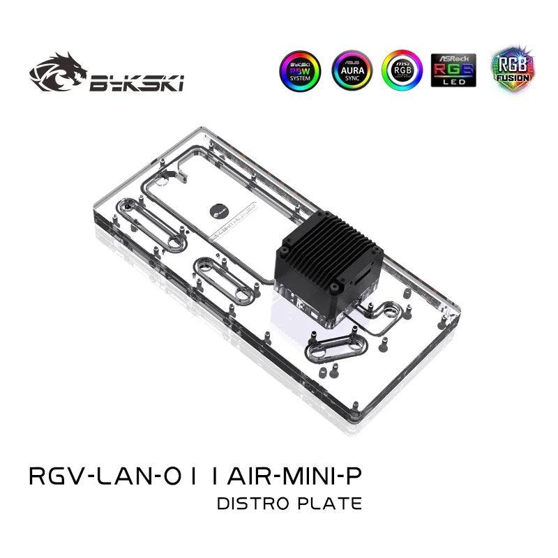 BYKSKI ACryl Distro Plate /Reservoir pre lian li O11 Air Mini Computer /Water Cooling System /Combo DDC čerpadlo
