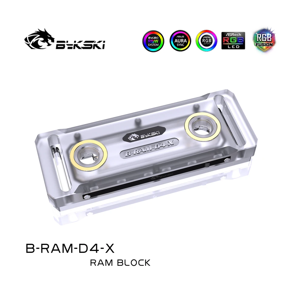 BYKSKI B-RAM-D2-X / B-RAM-D4-X RAM WATER BLOCK ACRYLIC PODPORA Dva RAM Channel a Four Memory Channel