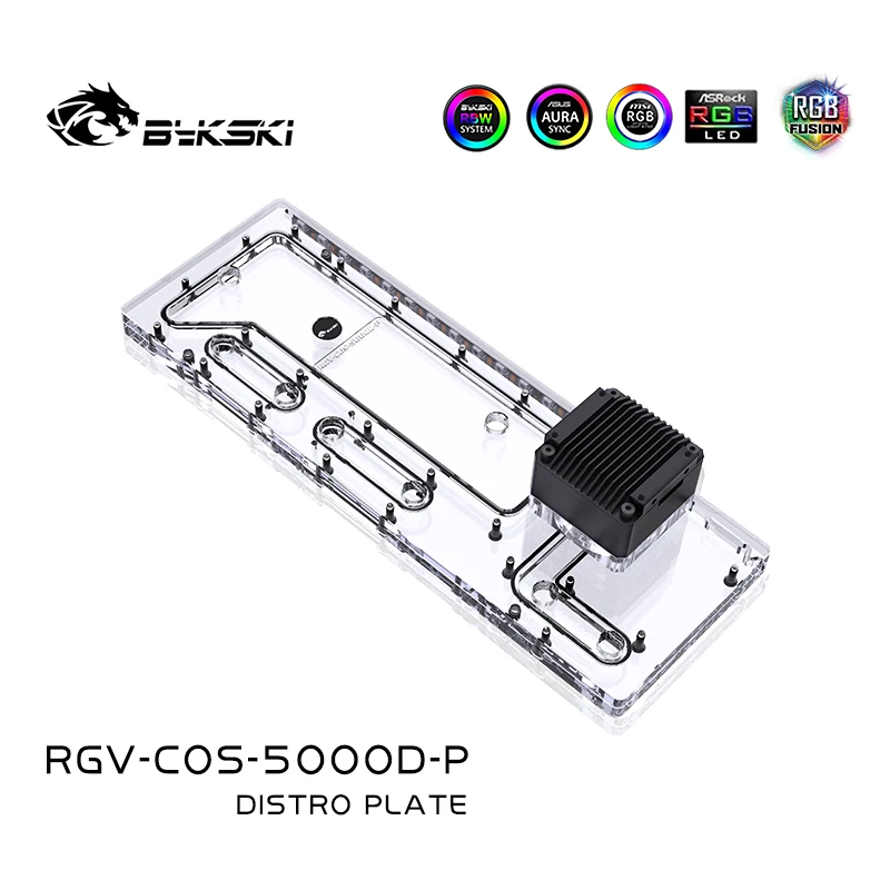 BYKSKI RGV-COS-5000D-P DISTRO PLATKA PRE CORSAIR 5000D PANYWAY PASION DOSADUJE ČERPADLA Vodná nádrž na chladenie PC