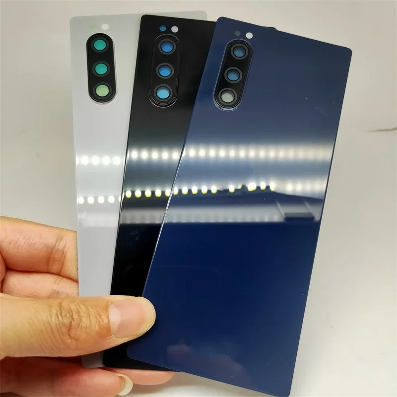 Byting pre spoločnosť Sony Xperia 5 xperia5 6.1 ”sklenená batéria Oprava oprava zadného puzdra na dvere + Logo Camera objektív