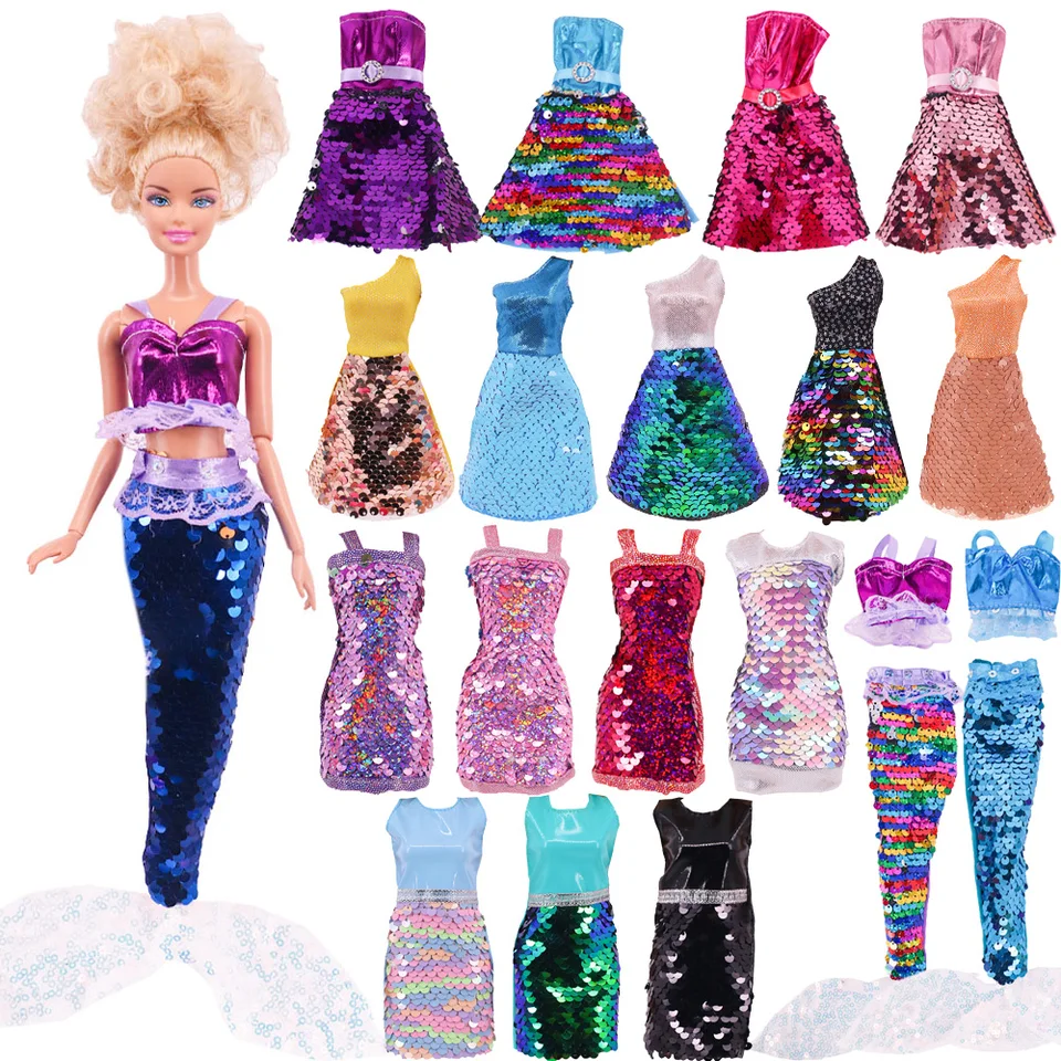 Bábätká šaty morská panna chvostová škála Flitrová sukňa 11,8 palca pre Barbiees Doll Clothes Accessories 1/3 BJD Doll Fishtail Darčeka