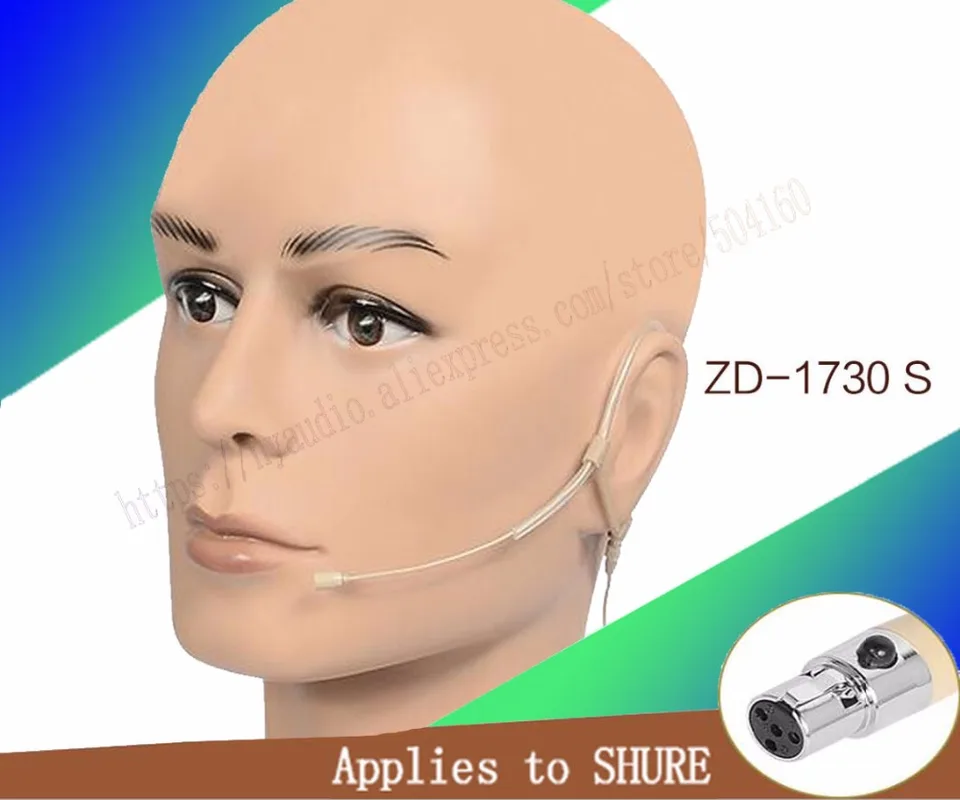 Béžová omni-direktivita na uši headset mikrofón pre Shure Wireless Mini xlr 4pin