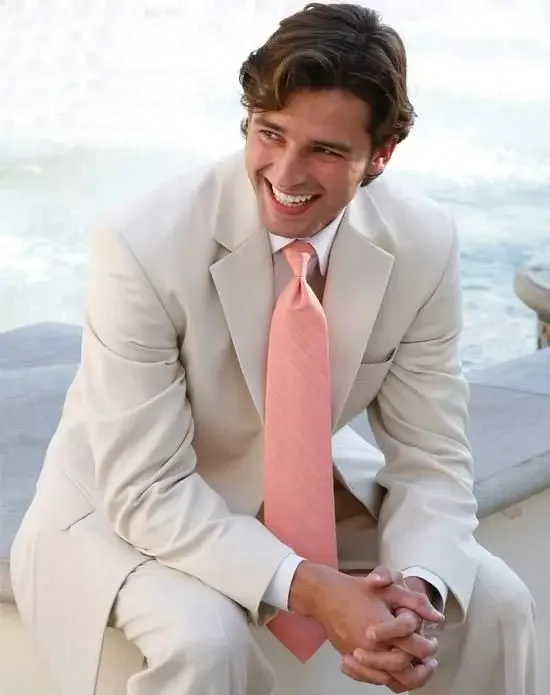 Béžové šampanské príležitostné svadobné obleky pre mužov Slim Fit 2 -Piece Groom Tuxedo Custom Elegant Blazer Sets