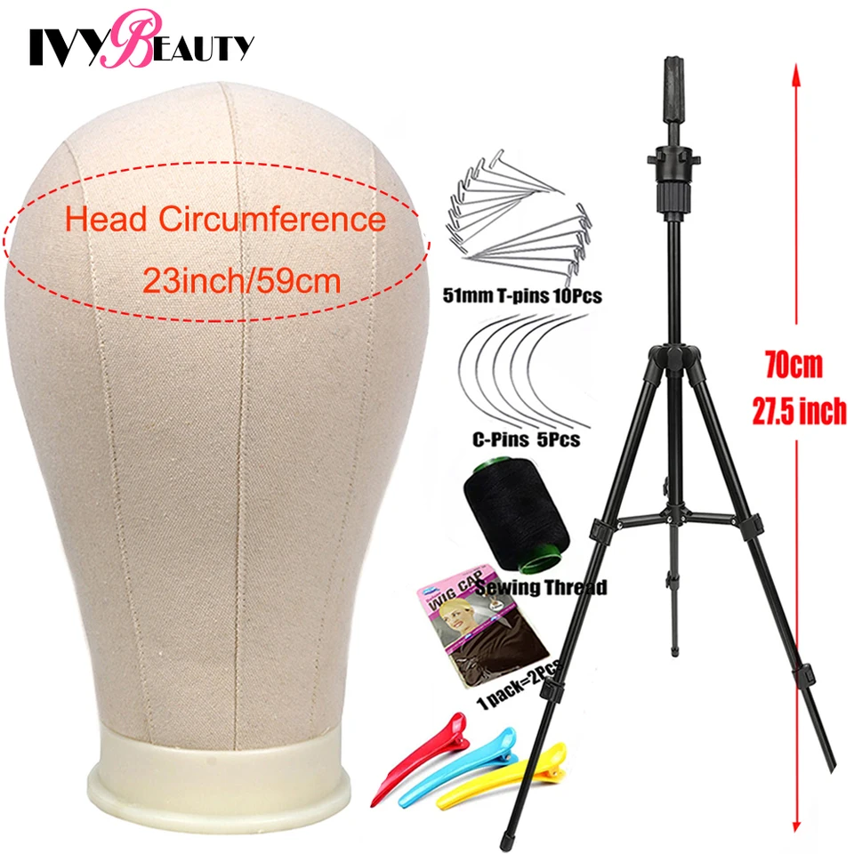 Béžový výcvik Mannequin Head Canvas Block hlava s parochňou stojan na stojan na podpery držiak na nastaviteľné mini parochne statív avaable