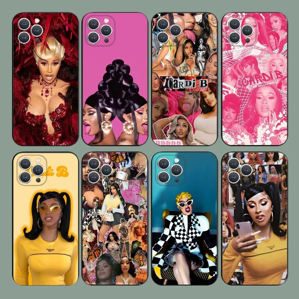 C-Cardi B Rapper Telefón pre iPhone 16,15,14,13,12,11, Plus, Pro Max, XS, X, XR, SE, MINI, 8,7 Soft Silikone Black Cover
