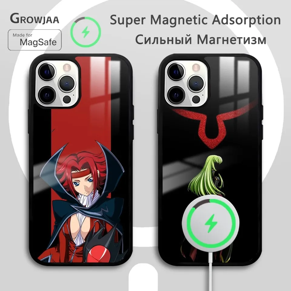 C-Code G-Geass Cartoon Telefón puzdro pre iPhone 16 15 14 13 12 11 Pro Max Plus Mini Magsafe Mirror Wireless Magnetic Funda