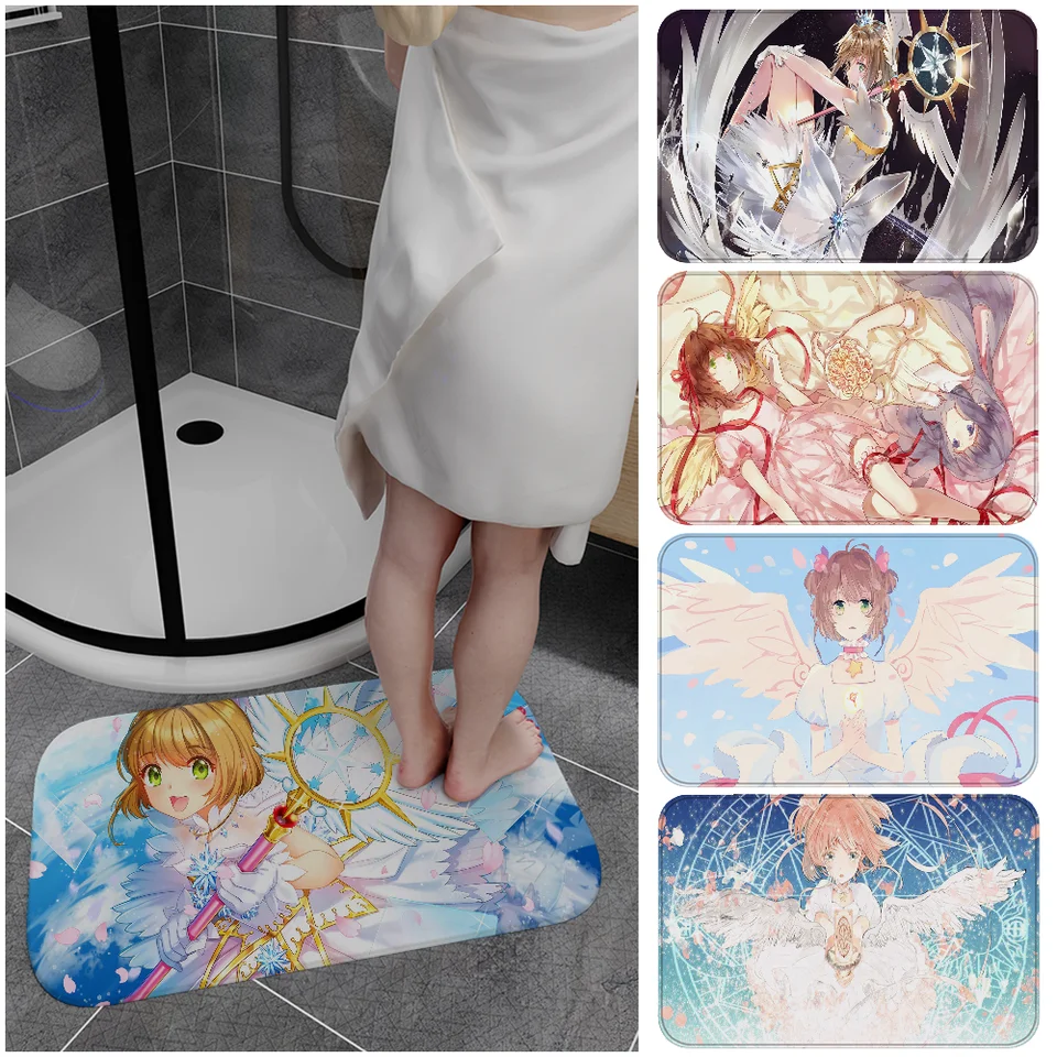C-karta Sahakura Anime podlahová podlahová rohož proti šmyku absorbuje vodu s dlhým pásom vankúšik bedroon rohož alfombra