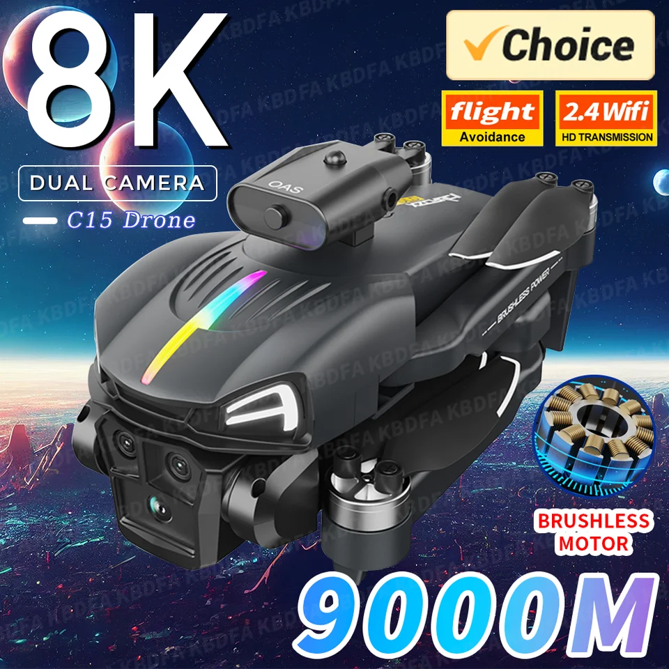 C15 Mini Dron Triple Camera 8K Professional 4K WiFi FPV Prekážka vyhýbanie