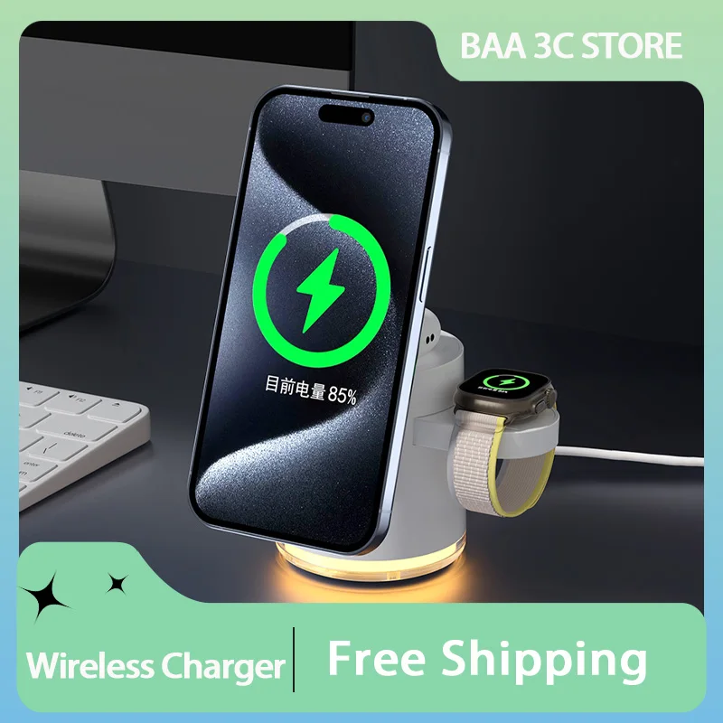 C16 QI2 3-v-1 Wireless Charger Magsafe Magsafe Magsafe SADDER SACKPLON SACKLING DOZOR Držiak pre iPhone16 15 AirPods/Watch