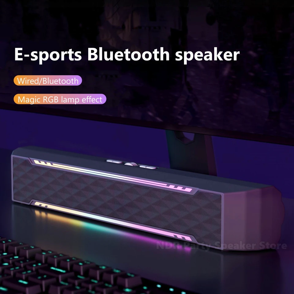 C4 PC RGB Gaming Sound Bar Prenosná bezdrôtová reproduktory Bluetooth Computer Reproduktory pre stolný monitor, prenosný počítač, PS5, Xbox Console