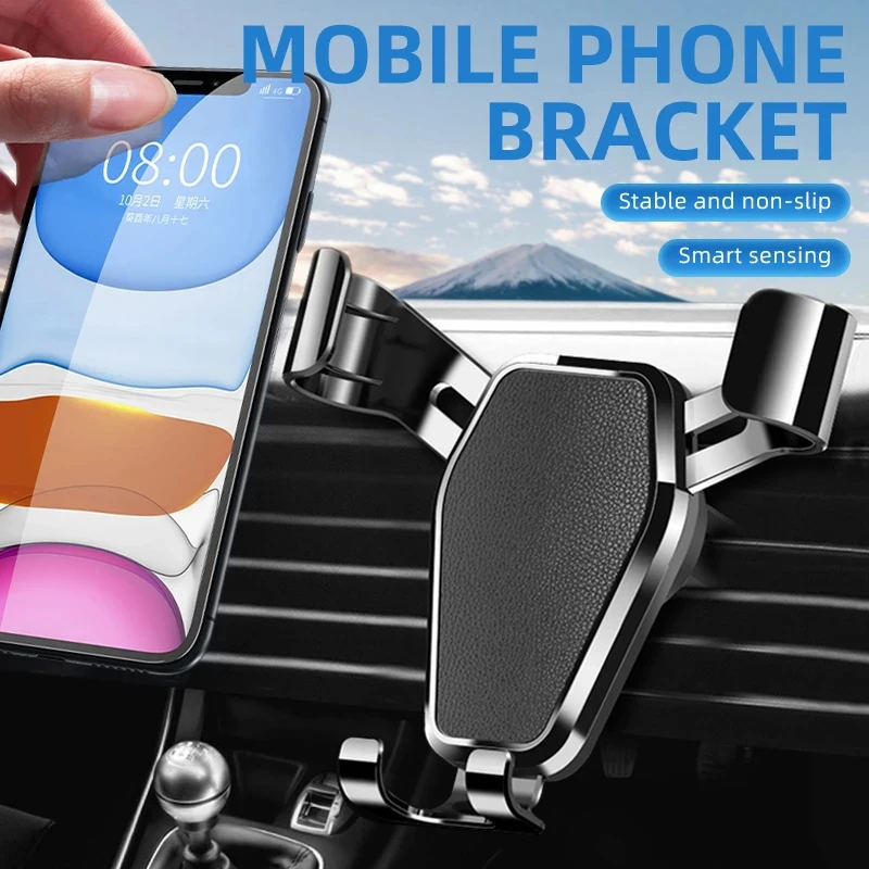C5 Gravitačný držiak automobilu Automatické vzduchové vetranie Clip pre iPhone Samsung Xiaomi Huawei Držiak na držiak bunky bez magnetického GPS