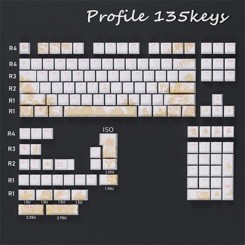 C7AB dvojité výstrely PBT podsvietená keycap 135/108Keys vyšívacie farbivo sublimačné kľúče pre spínače mechanickej klávesnice hier