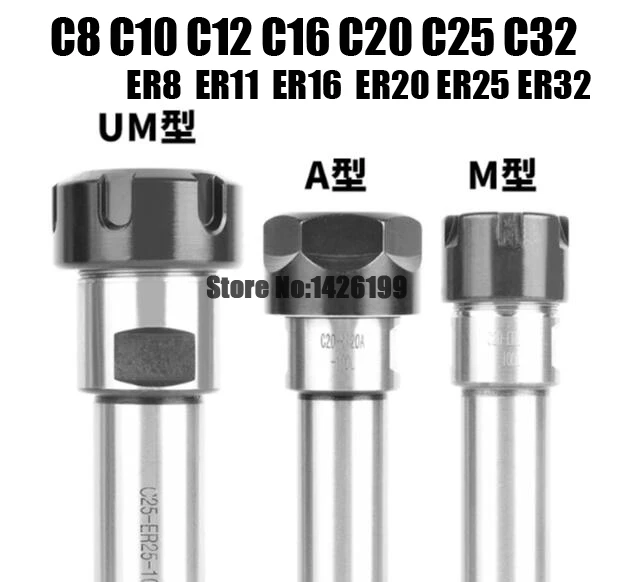 C8 C10 C12 C16 C20 C25 C32 C40 ER8 ER16 ER16 ER25 ER25 ER32 60L 100L 150L 200L 200L Chuck Holder CNC Mlyning Dočiny náradia