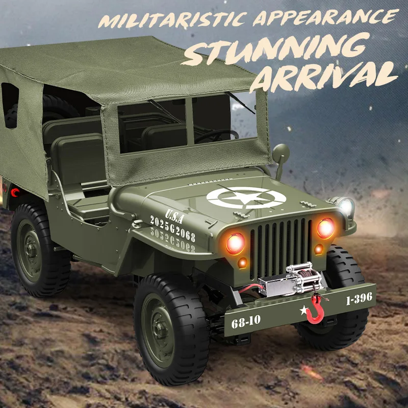 C8815 RC CAR 1:10 Jeep MB 2,4G 4WD RTR Crawler Lezera Scale Vojenské nákladné vozidlo Offroad vozidlo Dospelý detský darček pre deti