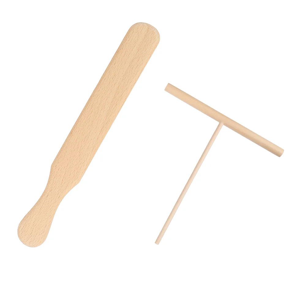 CABILOCK 2KS Drevená krepová špachtľová rozmetadlo Drevená špachtľba Sada Buchwood Pancake Tortilla Tortilla Nástroje