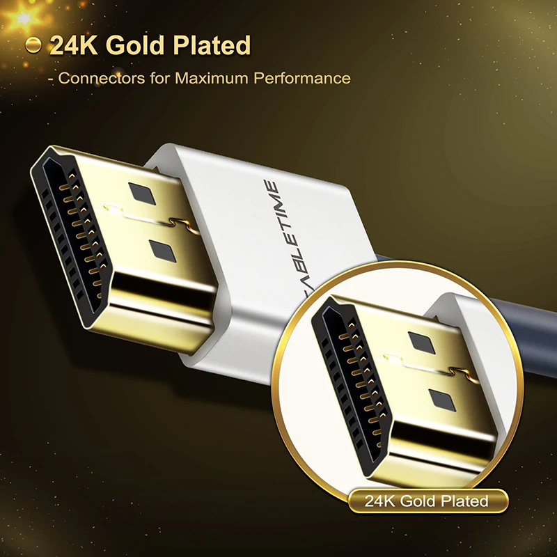 CableTime Nový kábel HDMI M/M Zinc zliatiny HDMI na HDMI 2K*4K 2.0 SLIM HDMI kábel pre televízor LAPTOP Projector PS3 PS4 kábel C124