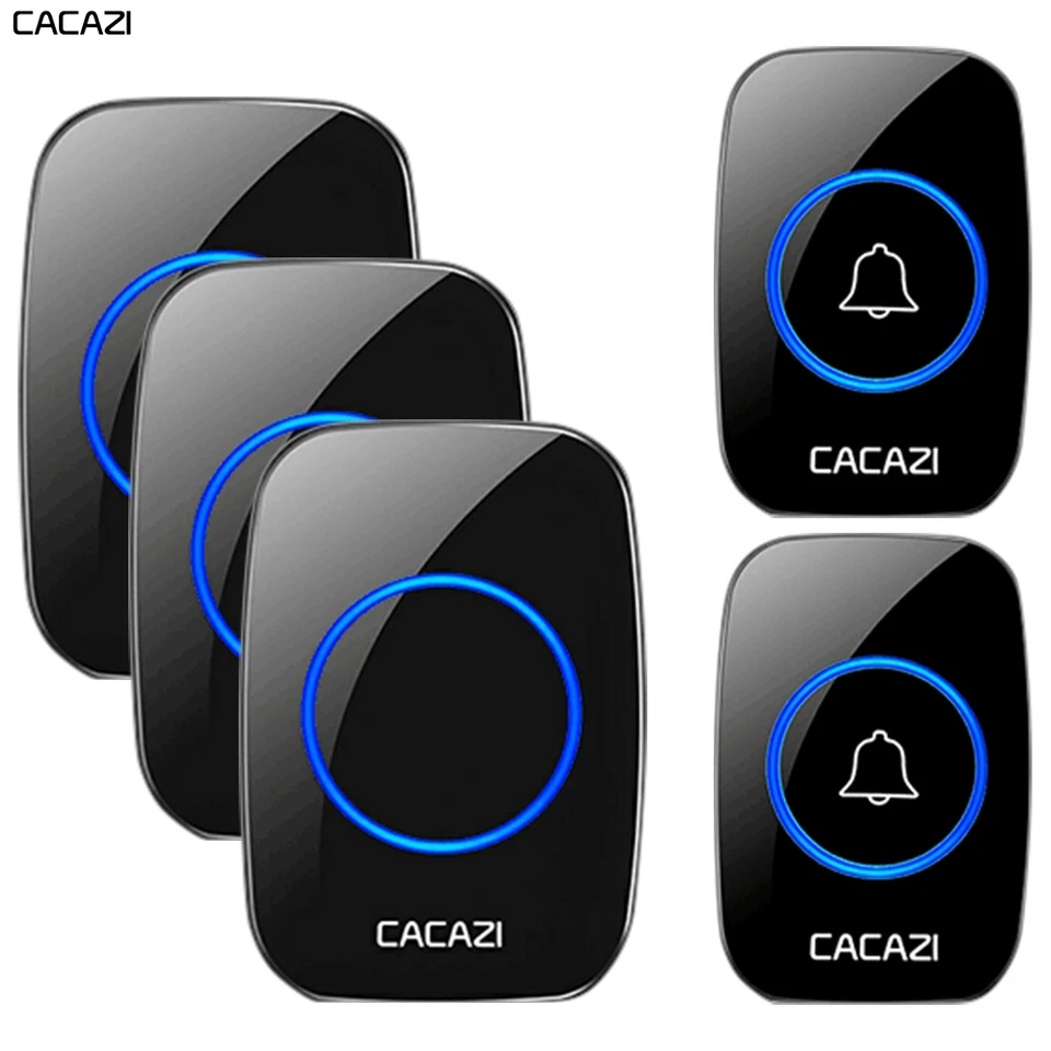 Cacazi Wireless Waterproof Dverne Bell 300m Range US EU UK AU Plug Domov inteligentný dvere zvonenie zvonenie 1 2 3 3 prijímač