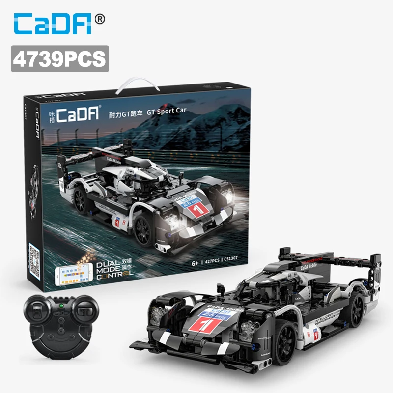 CADA 427PCS Telefón App diaľkové ovládanie GT Sports CAR Model Building Blocks Expert RC Racing Car Bricks Hračky pre detské darčeky