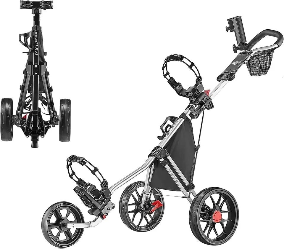 Caddylite 11.5 V3 3 Wheel Golf Push Cart - Superlite Deluxe, Lightweight, Easy zložiteľné Caddy CartCart
