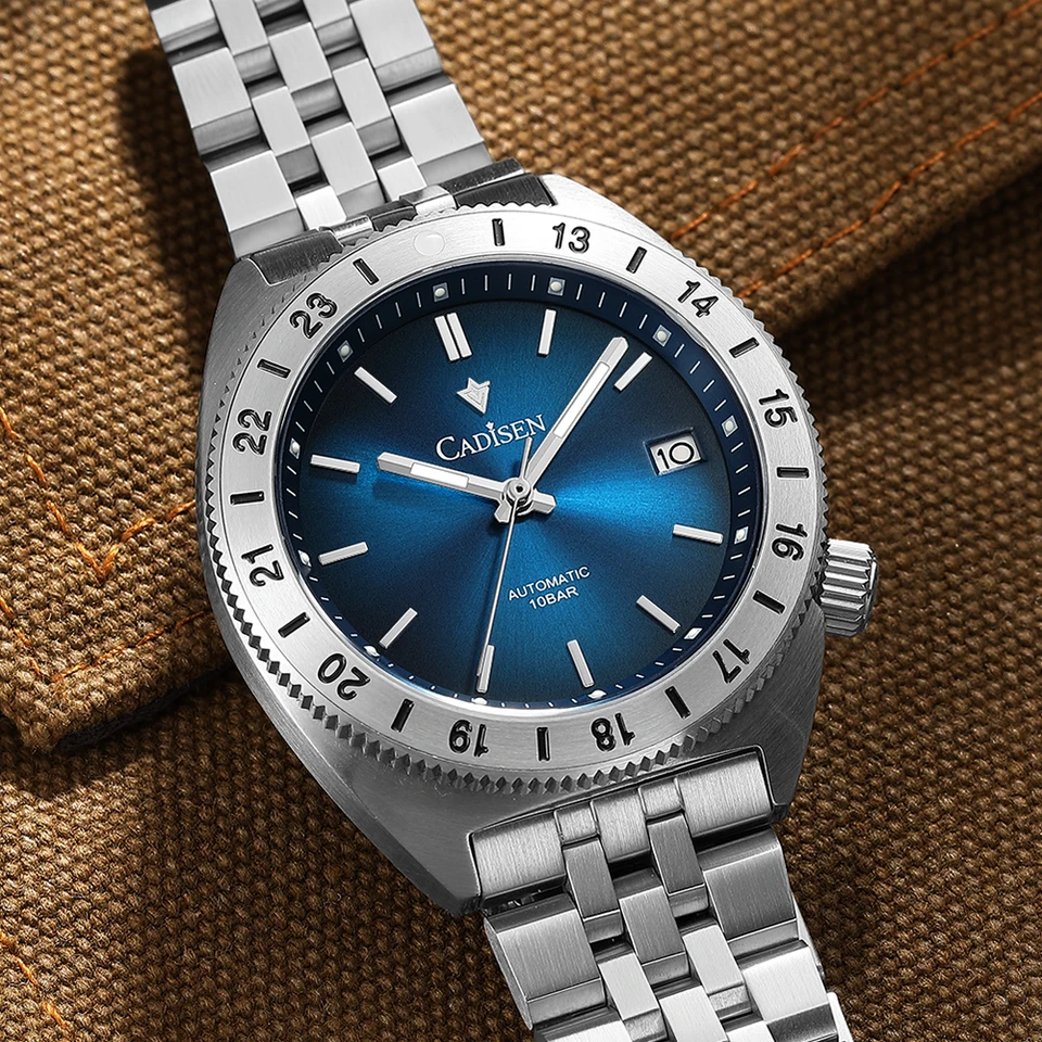 Cadisen Watch Man Diver Automatické mechanické náramkové hodinky NH35 svetelná z nehrdzavejúce