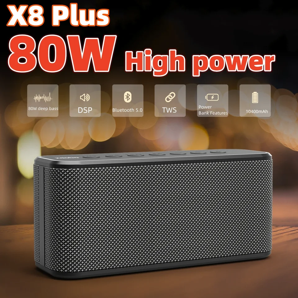 Caixa de Som Bluetooth 80W High-Show Bluetooth Subwoofer Subwoofer Tws Interconted Stereo Surround Sound System Stĺp