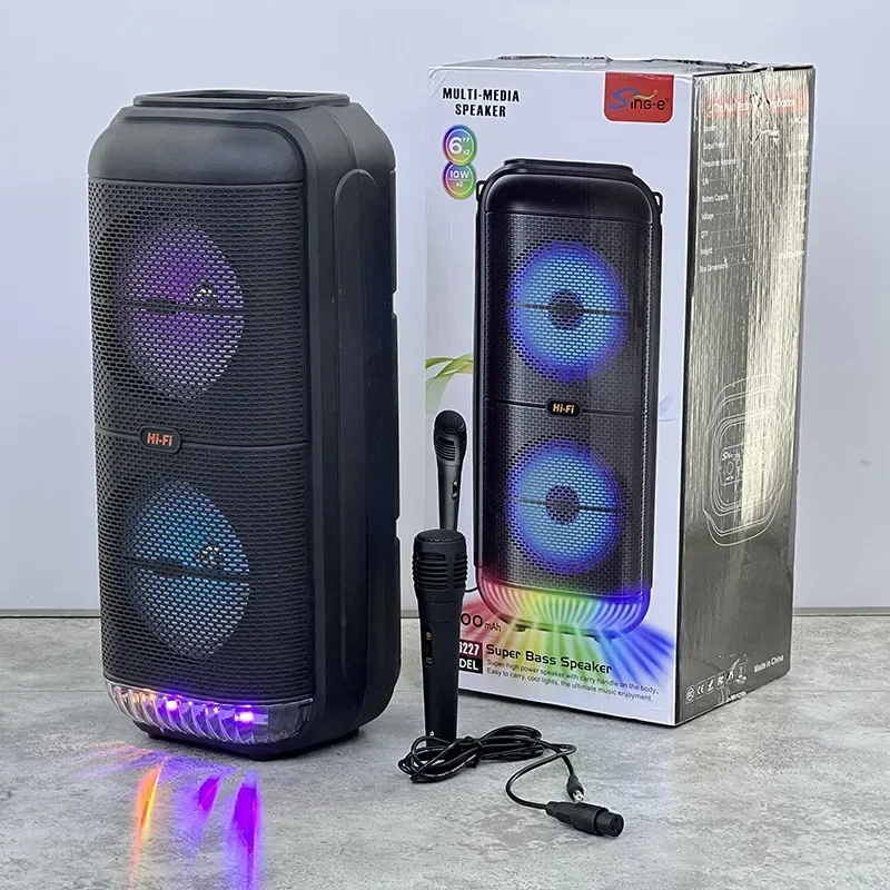 Caixa de Som Bluetooth Peak Power 1200W Outdoor prenosný 6-palcový subwoofer s dvoma reproduktormi s reproduktormi mikrofónu a Bluetooth